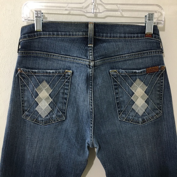7 for all Mankind Standard Button Fly Jeans. Argyle Embroidered Pocket. Size 30. - Picture 7 of 10